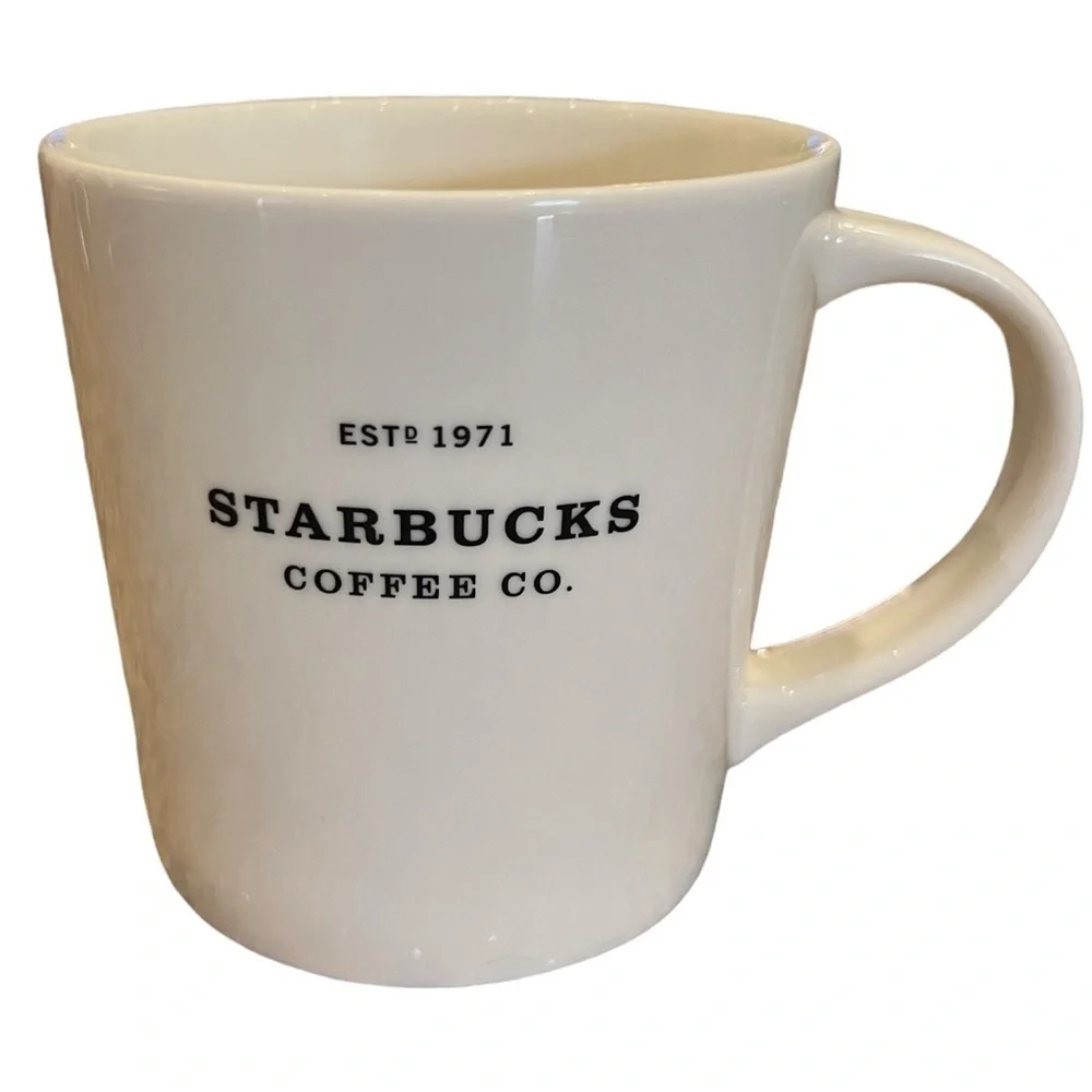 STARBUCKS Coffee Mug 2010 16oz New Bone China "Est 1971 Starbucks Coffee Co"